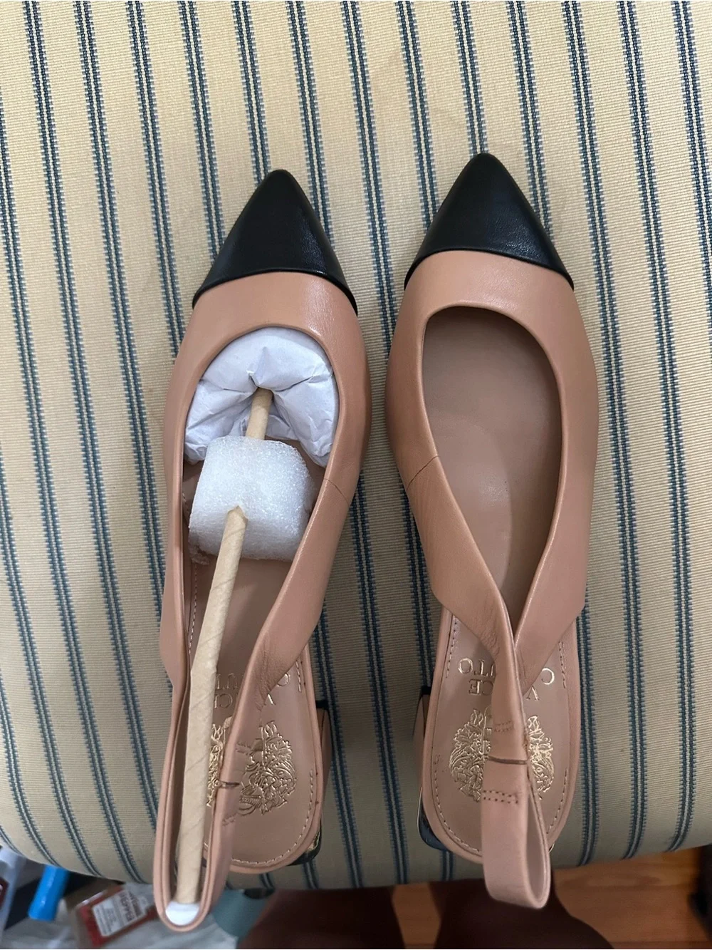 Vince Camuto Hamden Two-Tone Slingback Pointed Toe Pumps - Nude & Black